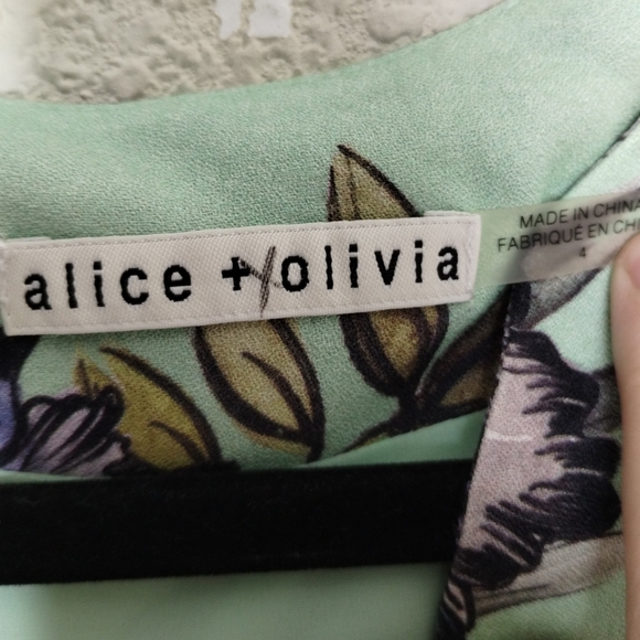 Alice + Olivia Brooke Oasis Mint Floral Dress Women's Size 4 - Picture 4 of 7